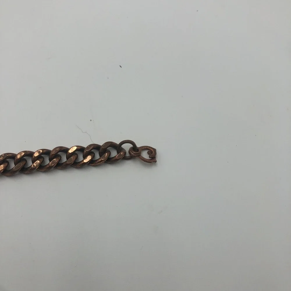 Vintage Heavy Large Solid Copper Chain Link Bracelet Fold Clasp‎ 9